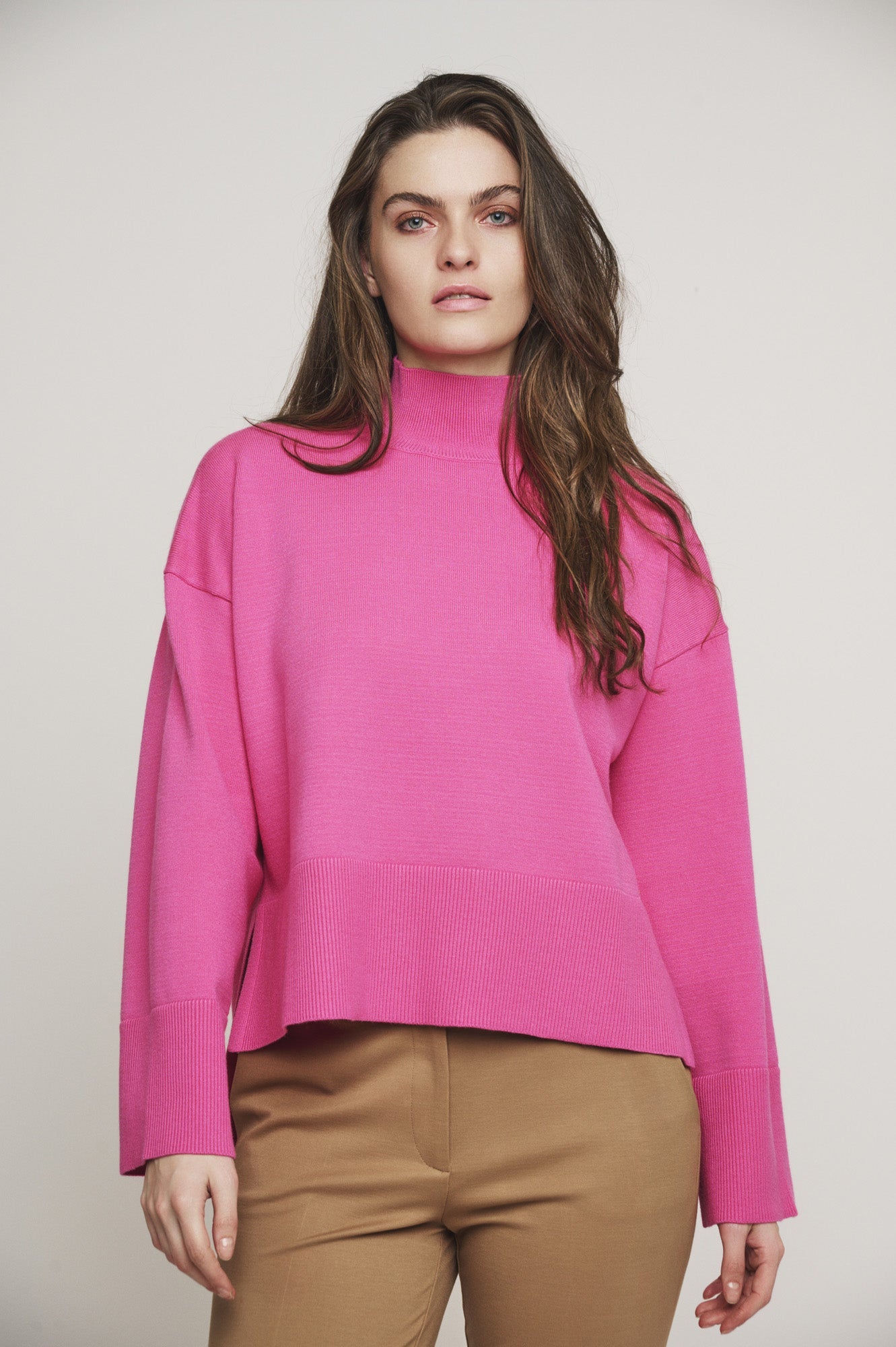 Pink turtleneck womens hotsell